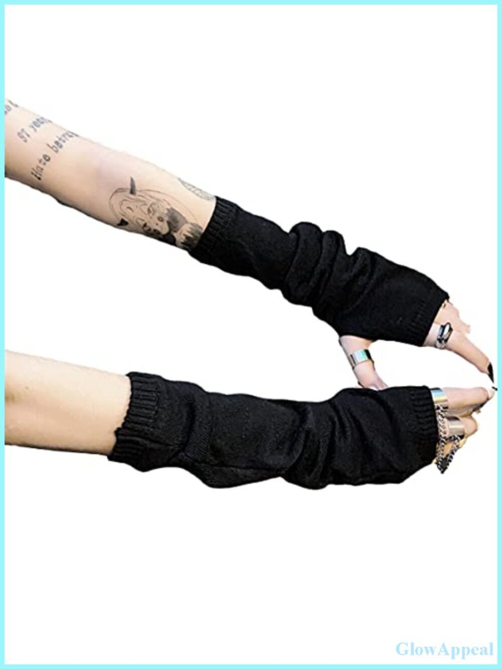 Knitted Fingerless Arm Warmers Gloves Gothic Punk Style